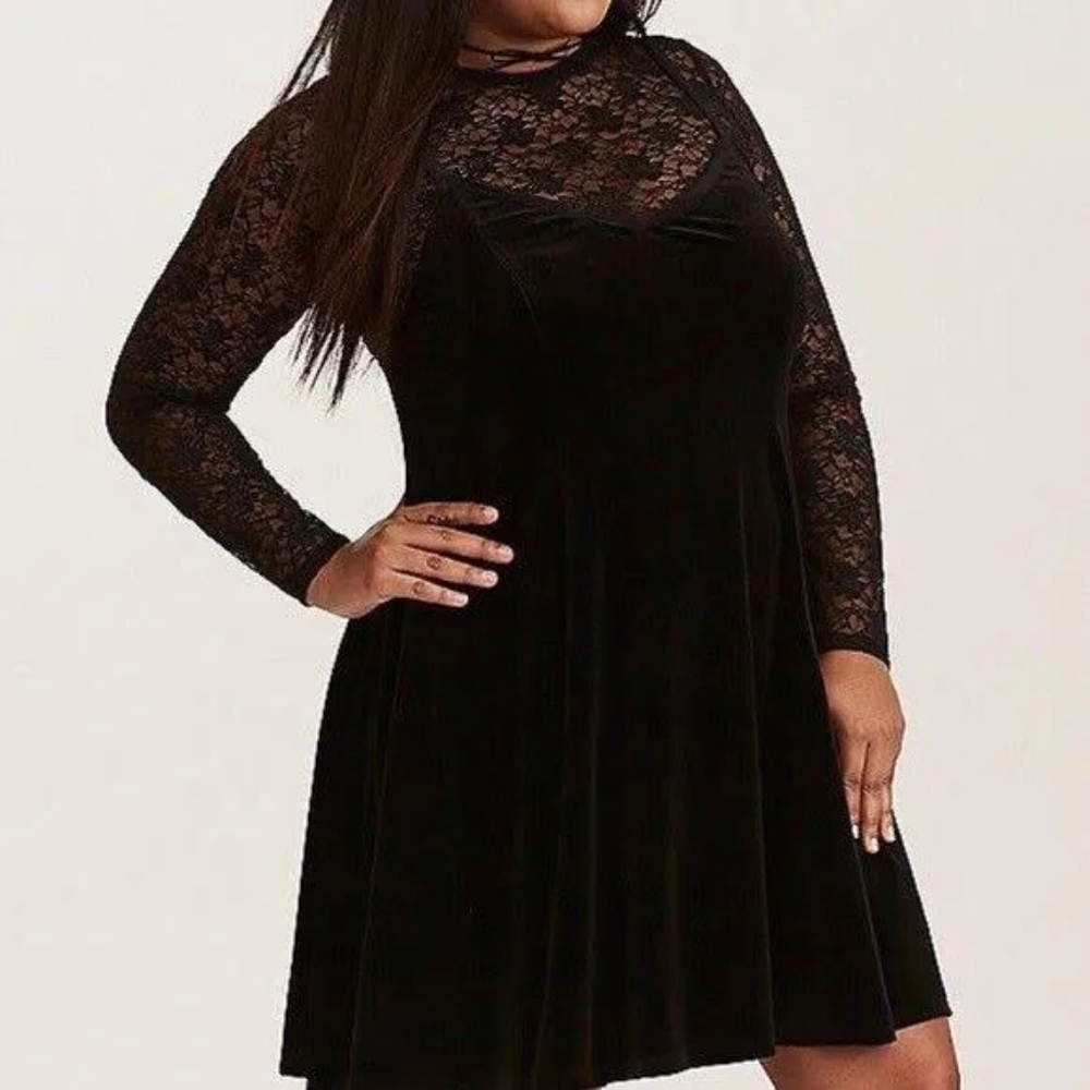 Torrid Plus Size Elegant Black Velvet Dress 3X